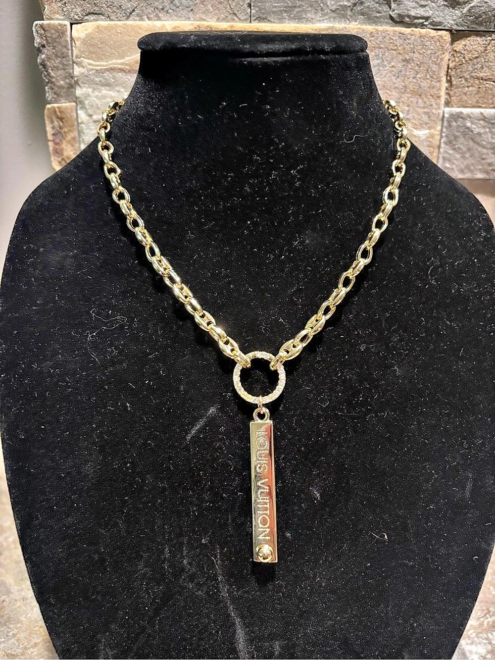 Gorgeous Gold & Crystal LV Statement Necklace